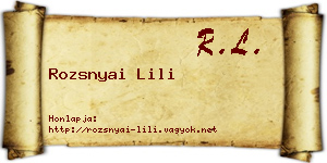 Rozsnyai Lili névjegykártya